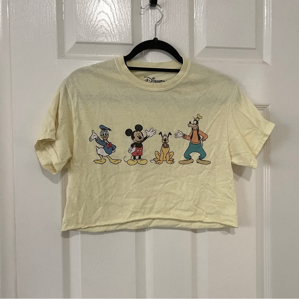 Light yellow Mickey and friends crop tee size S.